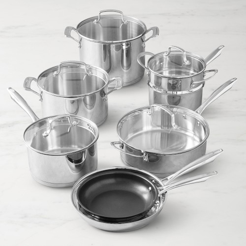 Cuisinart Professional Series Stainless-Steel Ceramic Nonstick Mixed Material 13-Piece Cookware Set Simolary simolary.com