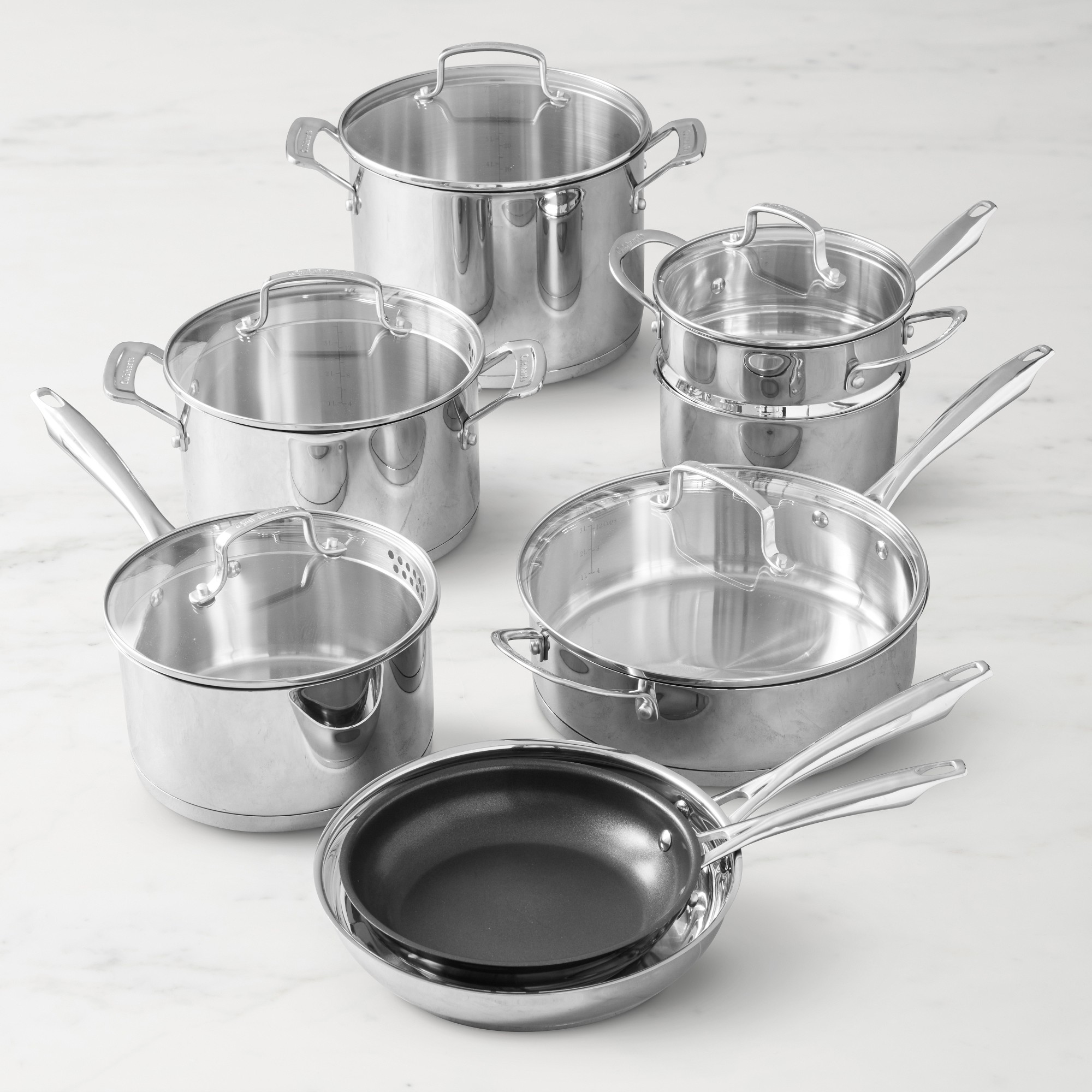 Cuisinart Professional Series Stainless-Steel Ceramic Nonstick Mixed Material 13-Piece Cookware Set Simolary simolary.com