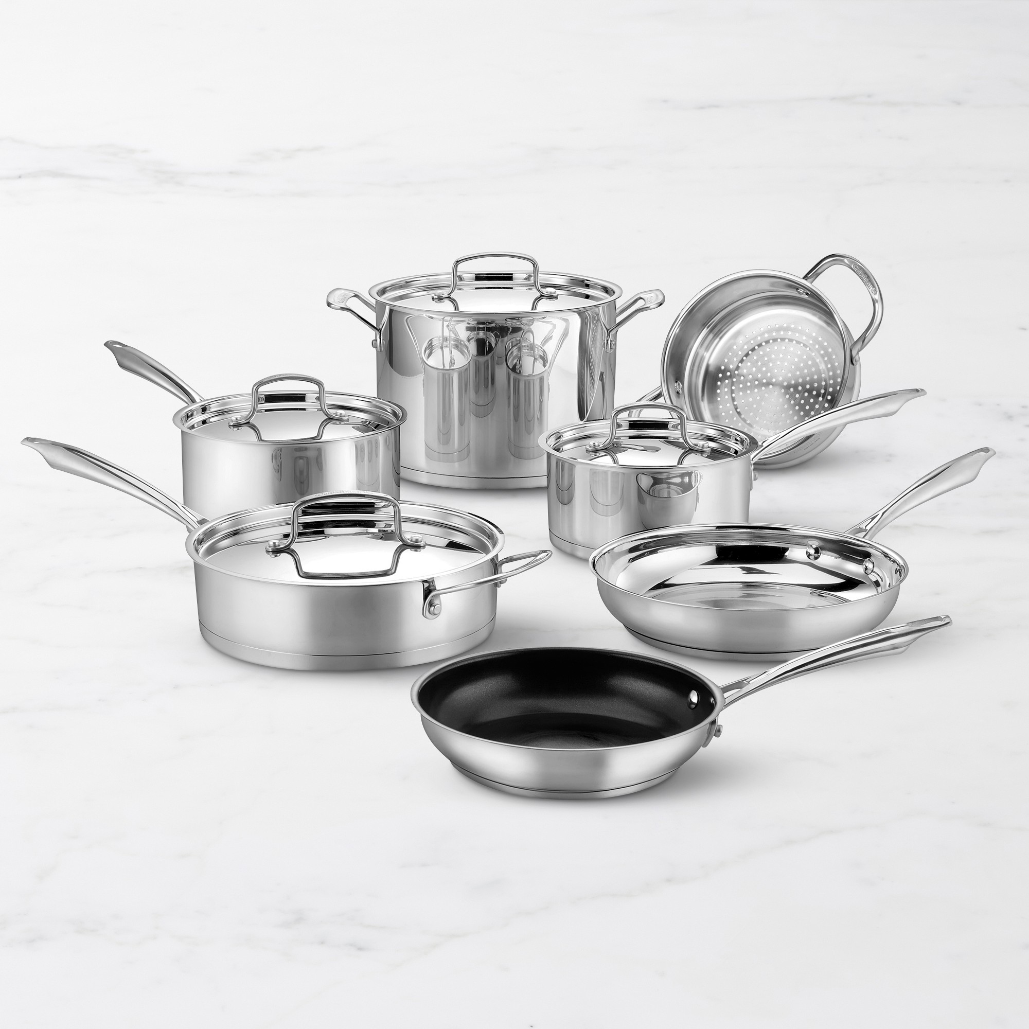 Cuisinart Professional Series Stainless-Steel Mixed Material 11-Piece Cookware Set Simolary simolary.com