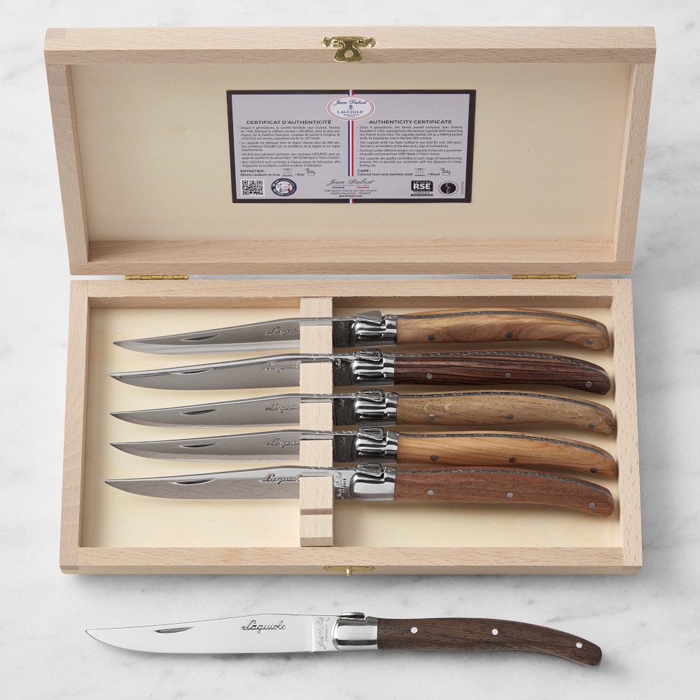 Jean Dubost Laguiole Steak Knives | Mixed Wood Set of 6