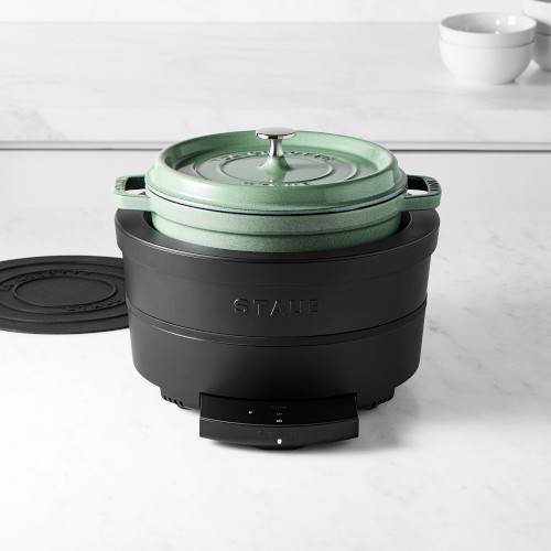 Staub Induction Multi-Cooker & Adapter Ring with 4-Qt. Staub Round Oven, Sage