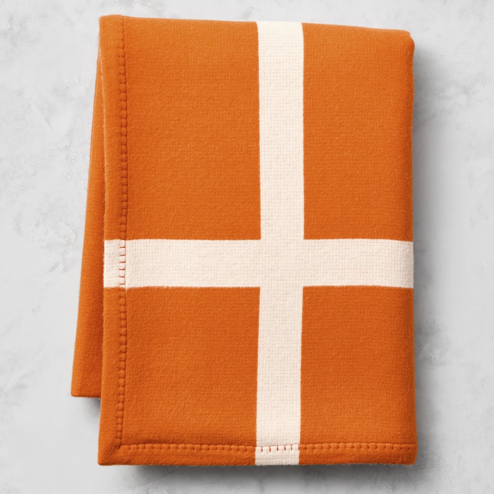 Cashmere & Wool Equestrian Throw - 50" X 70", Orange