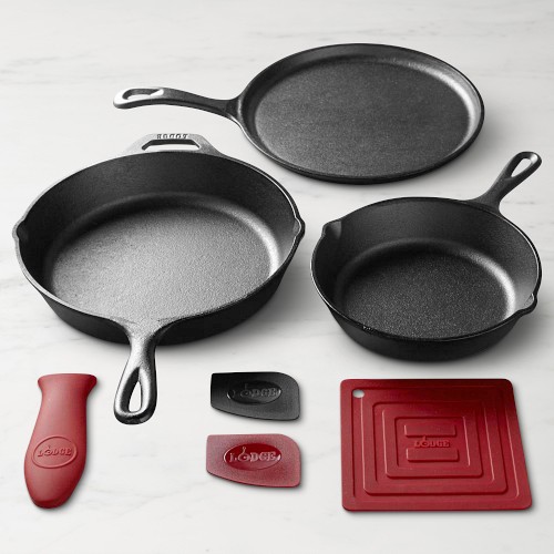Lodge Classic Seasoned Cast Iron 7-Piece Skillet Cookware Set