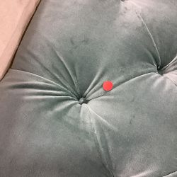 OPEN BOX:Fairfax Large Square Ottoman, Turned Leg, Tufted Signature Velvet Ocean Blue