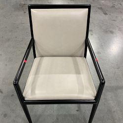 OPEN BOX:Roulan Dining Armchair, Milano Leather Grey, Ebony