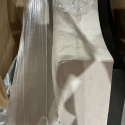 OPEN BOX:Garbo Banquette Nontufted Curved Seater Performance Slub Weave Sand Ebny