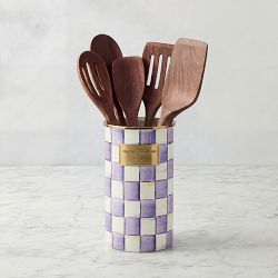 MacKenzie-Childs Violet Check Utensil Holder