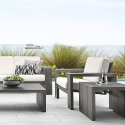 Larnaca Outdoor Slate Grey Metal Sofa (96"-108")