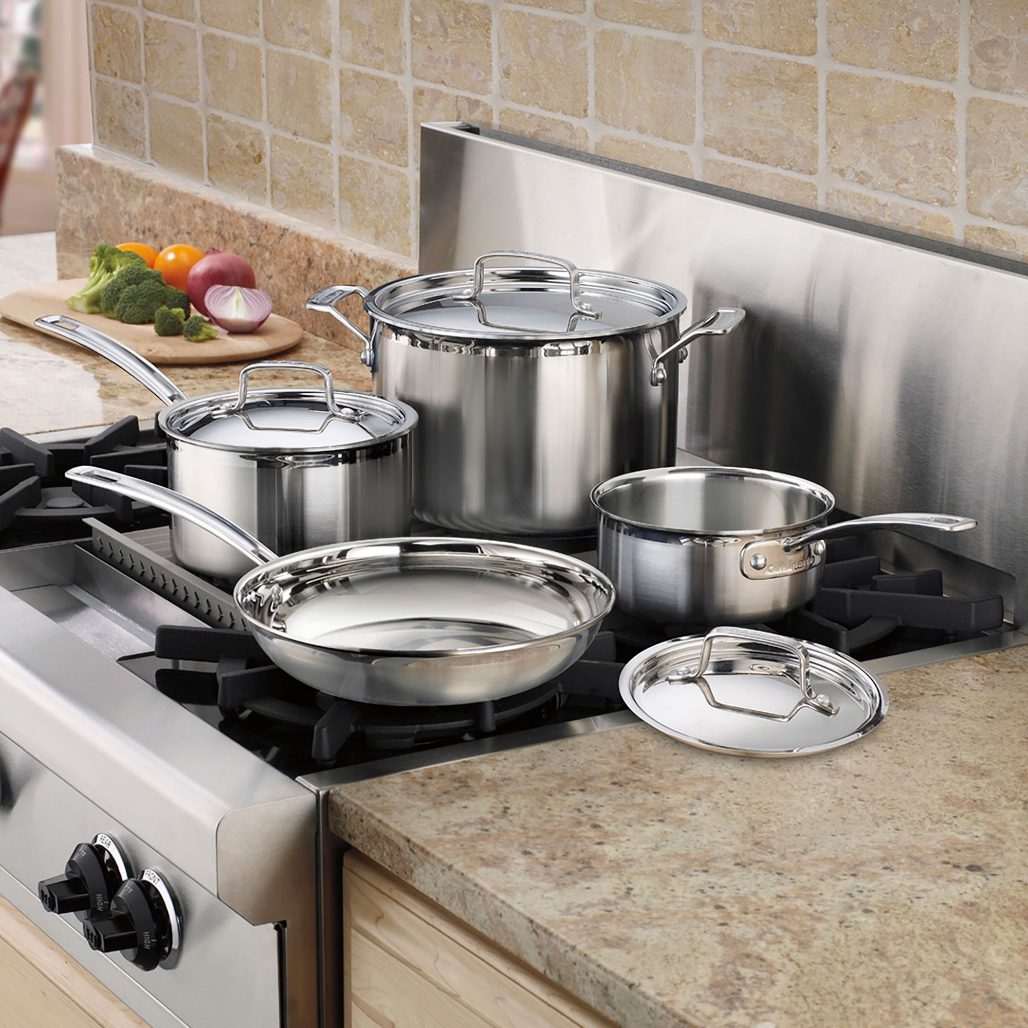 Cuisinart MultiClad Pro Tri-Ply Stainless-Steel 7-Piece Cookware Set Sansujyuku sansujyuku.com