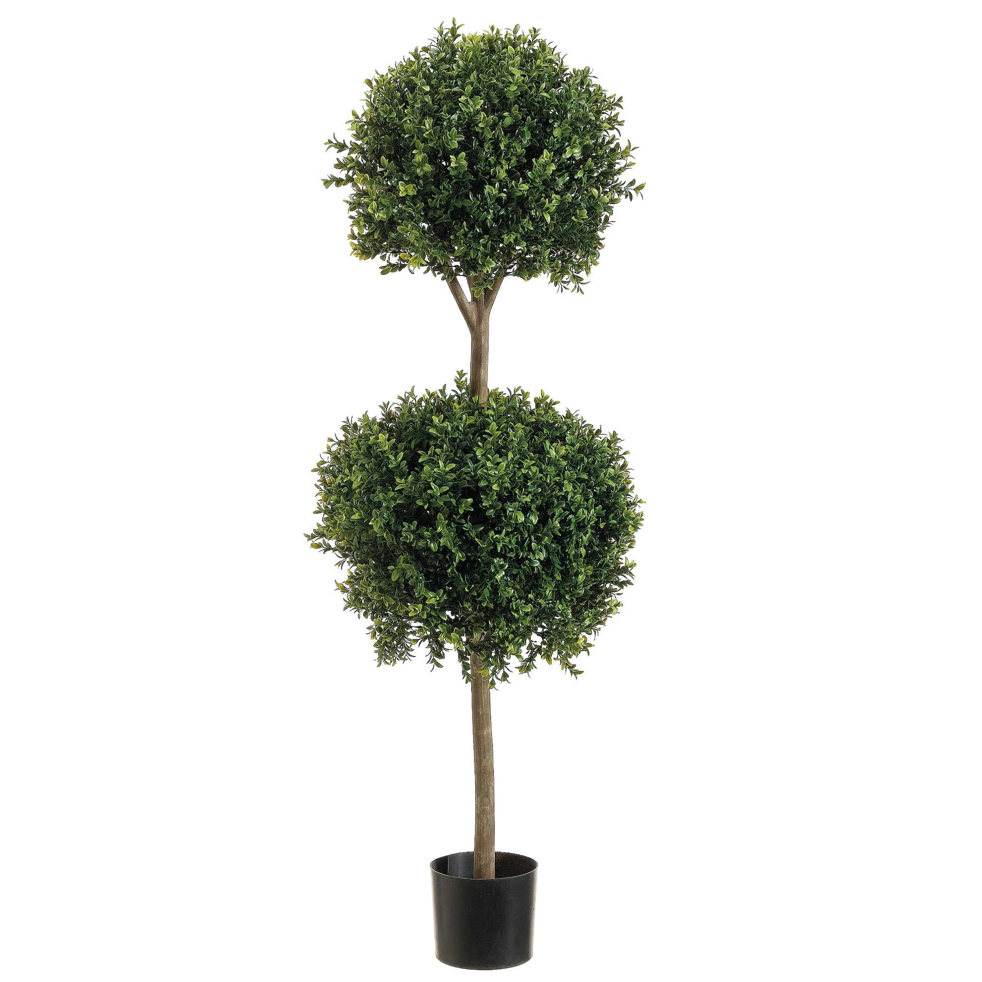 Double Ball-Shaped Faux Boxwood Topiary in Plastic Pot, 48″ Simolary simolary.com