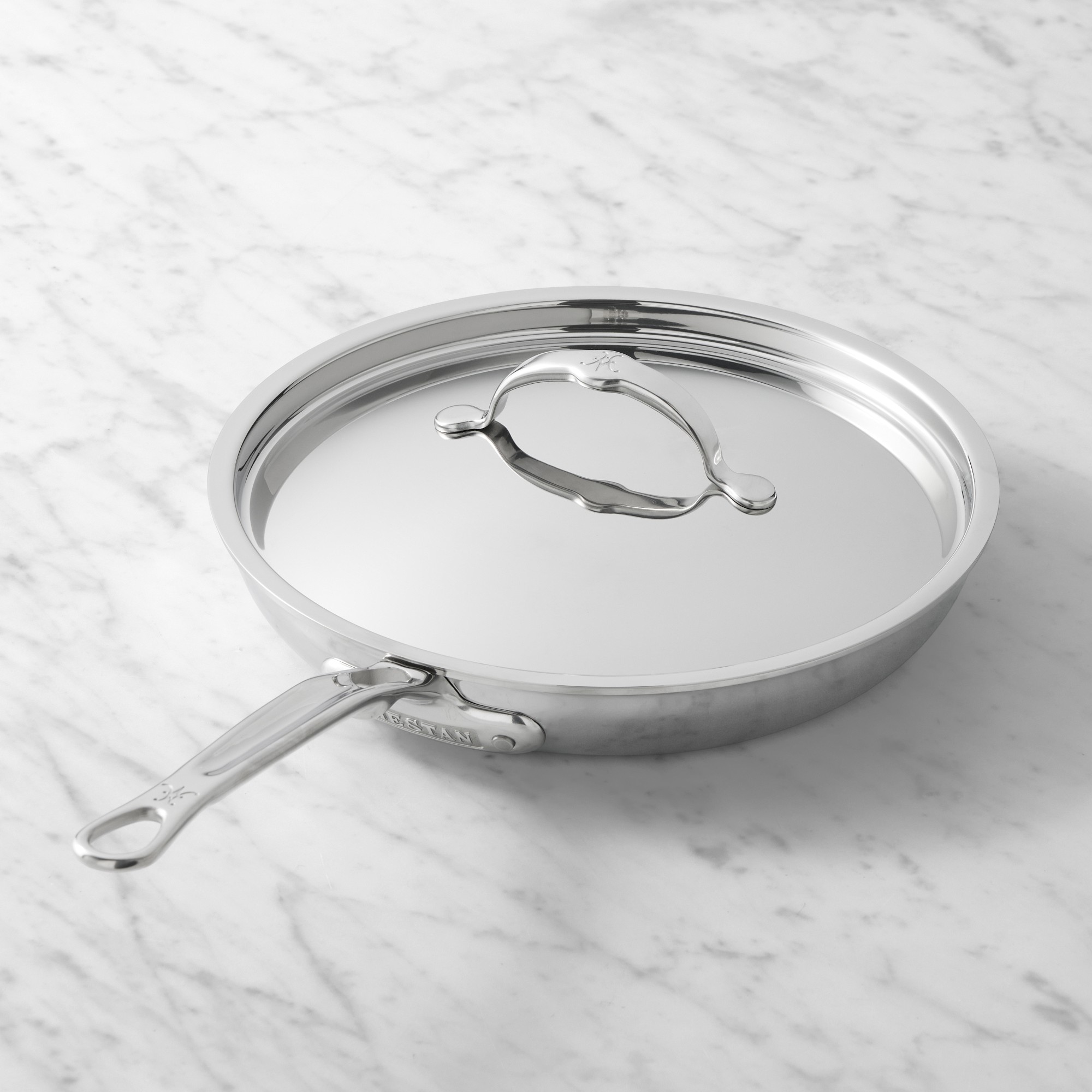 Hestan ProBond Luxe Professional Clad Stainless-Steel Skillet with Lid Simolary simolary.com