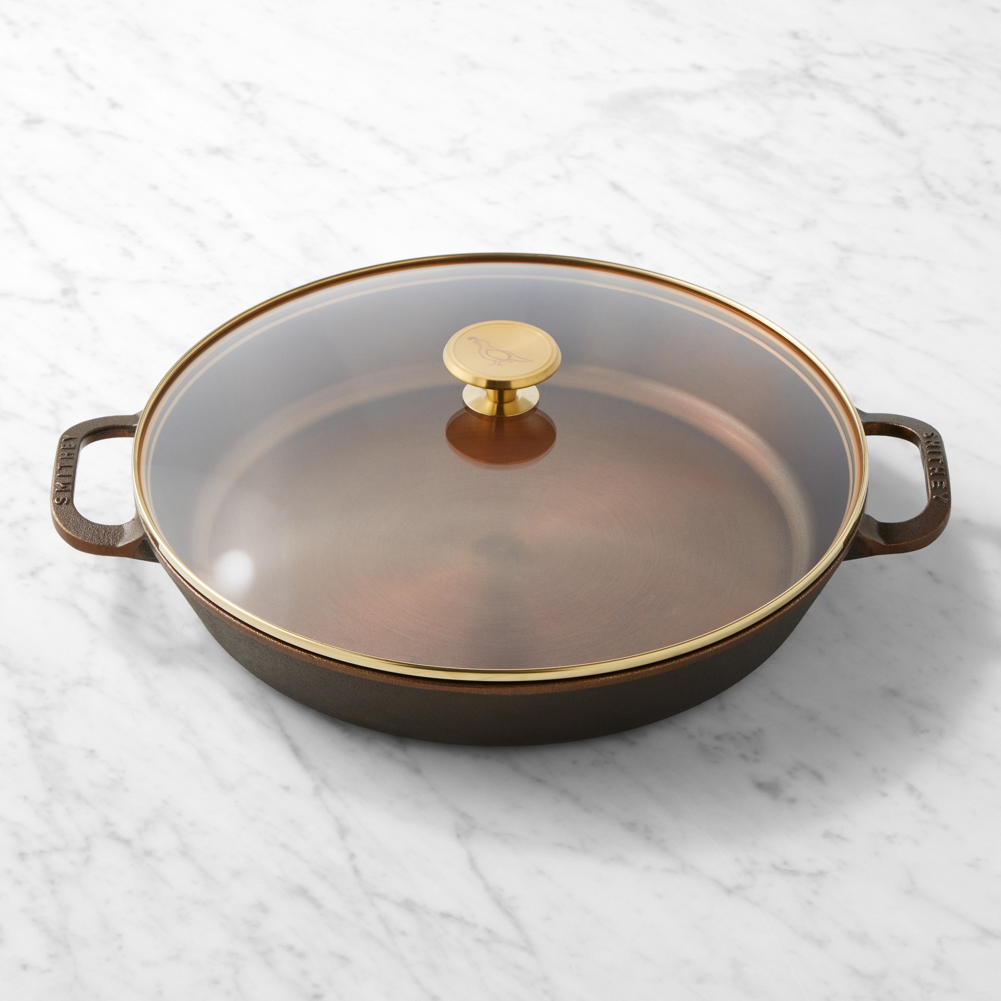 Smithey Seasoned Cast Iron Dual Handle Skillet with Lid Simolary simolary.com