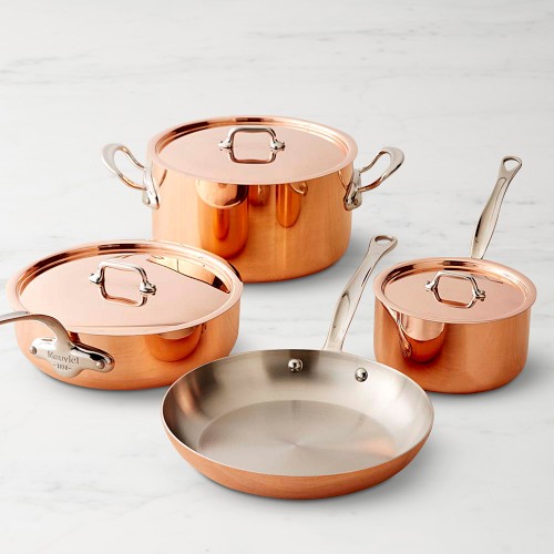 Mauviel  M’3S Copper 7-Piece Cookware Set with Stainless-Steel Handles Simolary simolary.com