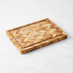 Williams Sonoma Herringbone Cutting and Carving Board, Teak, 12" x 16"