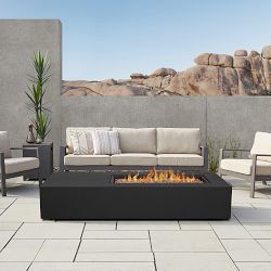 Cardona 75" Asymmetrical Rectangular Fire Pit Table, Black