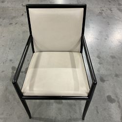 OPEN BOX:Roulan Dining Armchair, Milano Leather Grey, Ebony