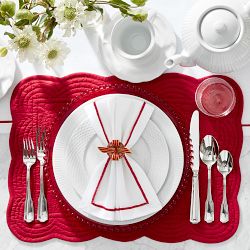 Vine Floral Boutis Scalloped Placemats, Set of 4