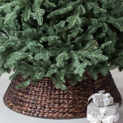 OPEN BOX: Balsam Hill Woven Tree Collar, Chestnut Brown, Large