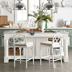 Barrelson Kitchen Island with Marble Top, Polished Nickel (84")