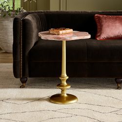 Desert Rose Marble and Brass Side Table (16.5")