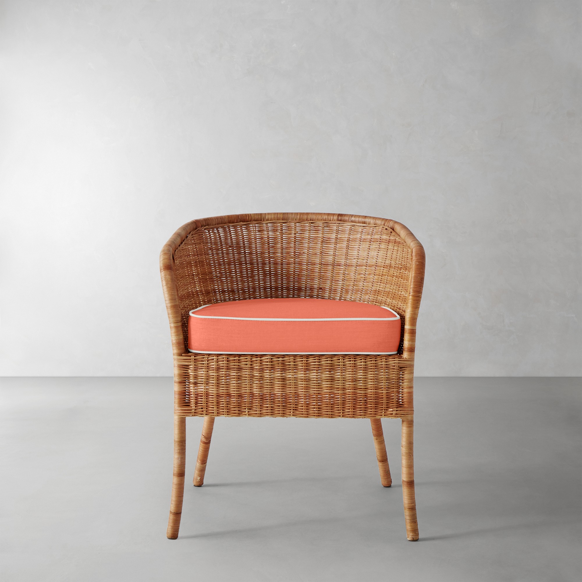 Sunbrella Performance Canvas, Persimmon with White Piping