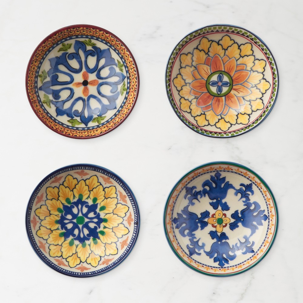 Sicily Ceramic Mixed Dipping Bowls, Set of 4 - Set of 4, Small