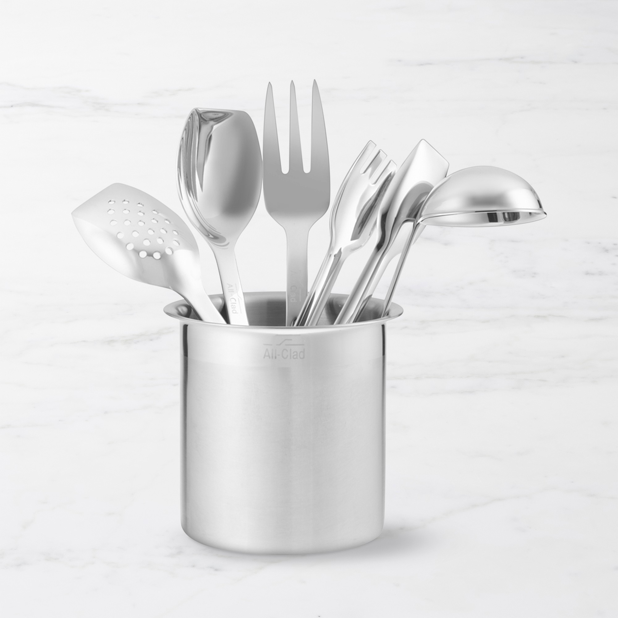 All-Clad Cook & Serve Stainless-Steel Utensils with Utensil Holder, Set of 6 simolary.com 5 All-Clad Cook & Serve Stainless-Steel Utensils with Utensil Holder, Set of 6 Simolary simolary.com 5