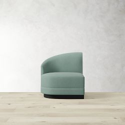 OPEN BOX:Capri Banquette Right Arm Single Bench, Signature Velvet, Ocean Blue, Ebony Leg