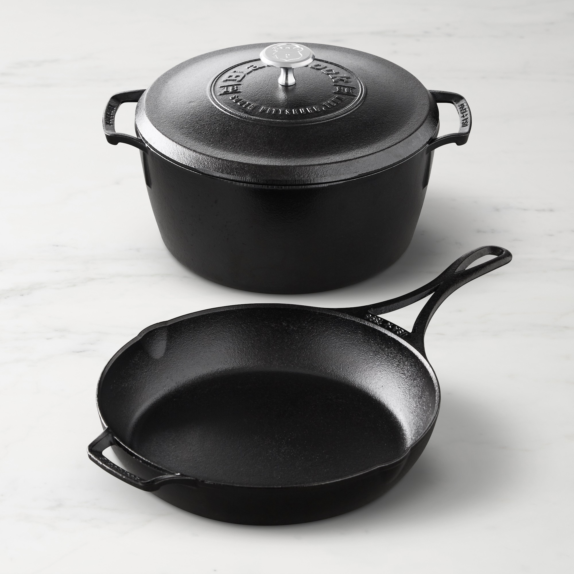 Lodge Blacklock Triple Seasoned Cast Iron Dutch Oven and Skillet 3-Piece Set Simolary simolary.com