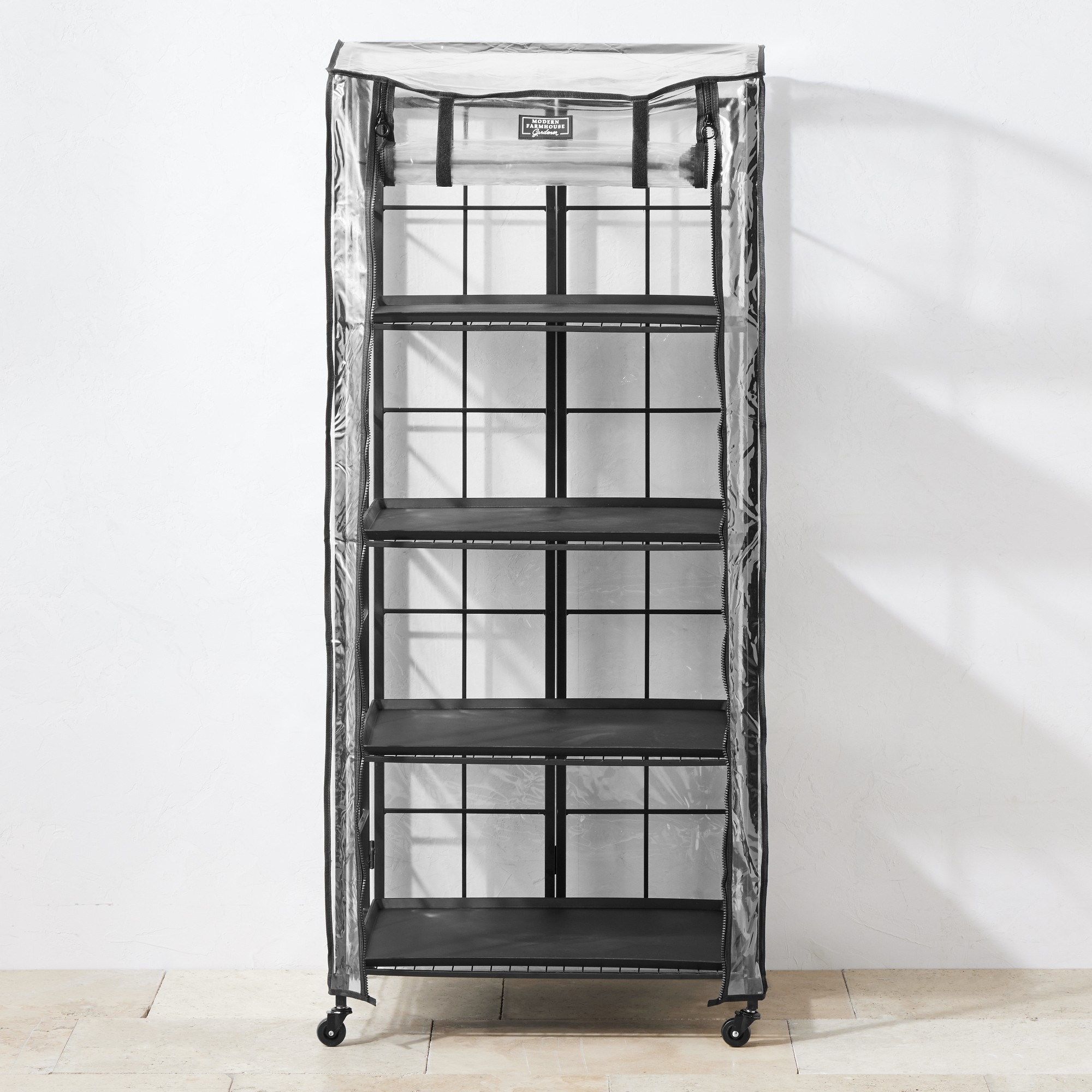 Modern Farmhouse Plant Stand with Adjustable Shelf & Patio Greenhouse Sansujyuku sansujyuku.com