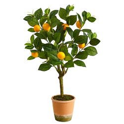 Faux Lemon Tree in Pot, 24"