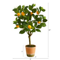 Faux Lemon Tree in Pot, 24"