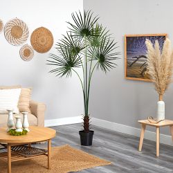 UV Resistant Faux Fan Palm Tree, 84"