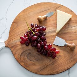 Jeanne Fitz Wood & White Round Cheese Board, Large