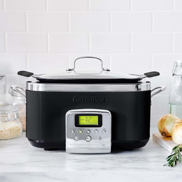 GreenPan™ Elite Slow Cooker, Black Steel, 6-Qt
