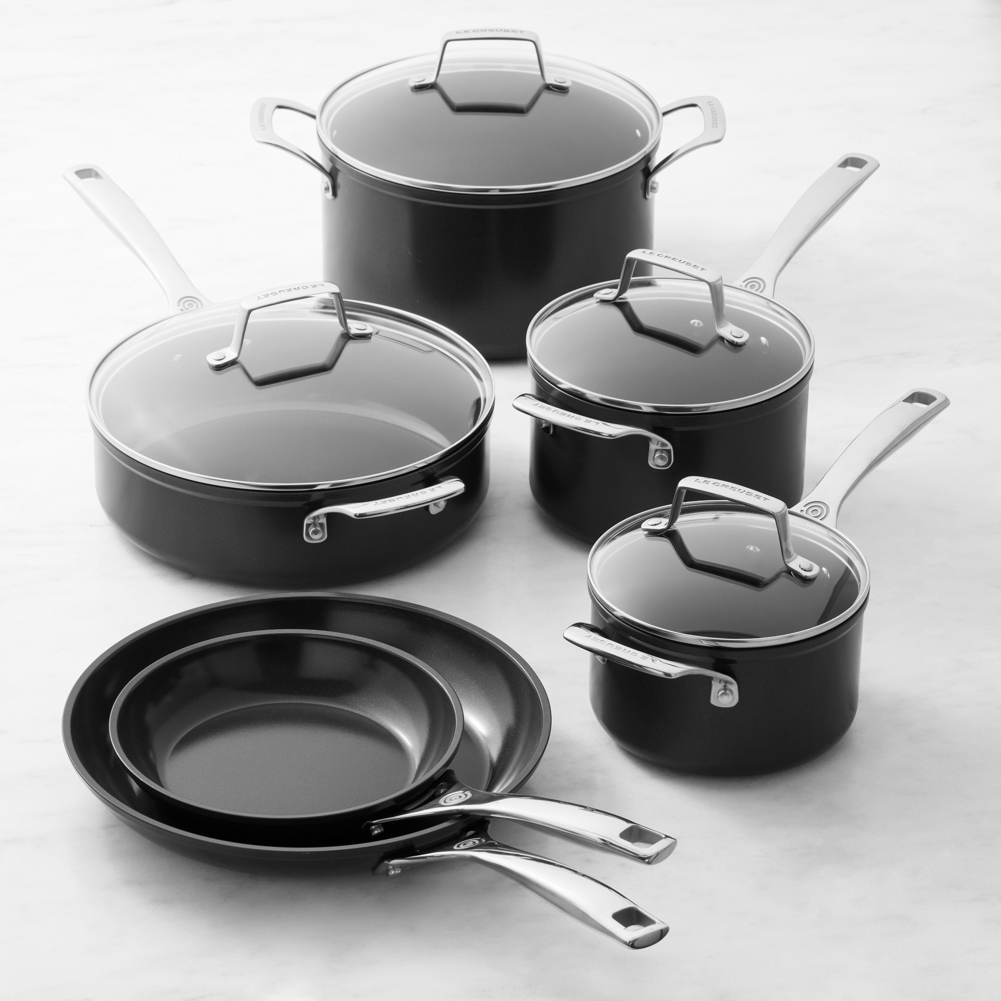 Le Creuset Essential Ceramic Nonstick 10-Piece Cookware Set Simolary simolary.com
