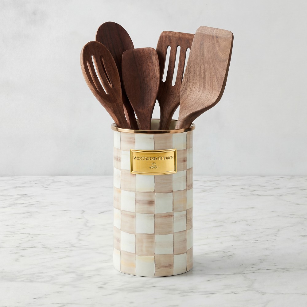 MacKenzie-Childs Mocha Check Utensil Holder