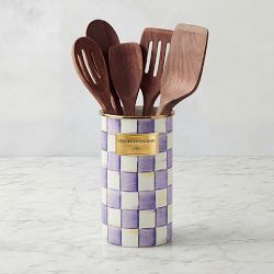 MacKenzie-Childs Violet Check Utensil Holder