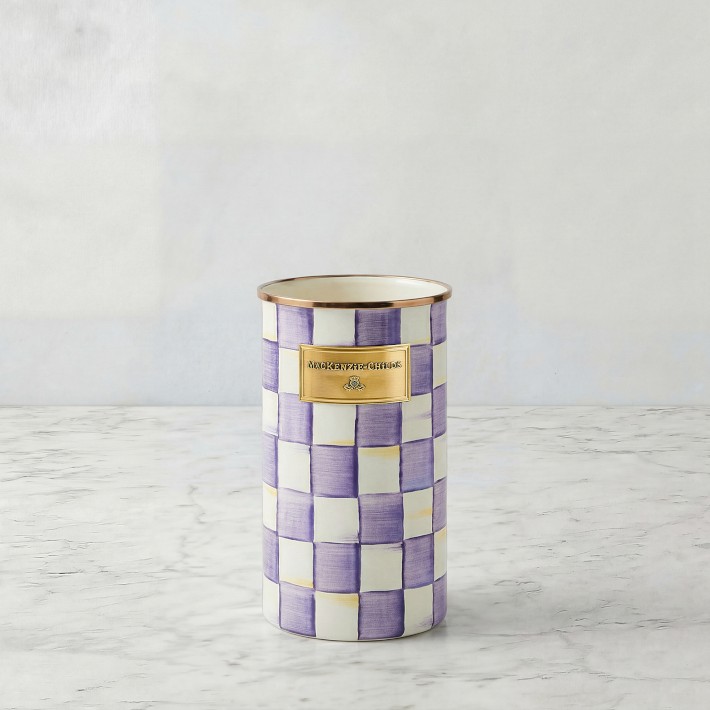 MacKenzie Childs Violet Check Utensil Holder | Williams Sonoma