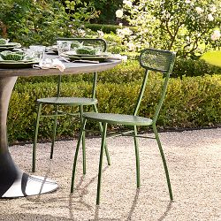 Tulip 42" Round Dining Table & Chieti Metal Stacking Chair Set, Black