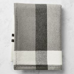 Plaid Lambswool Throw, Black