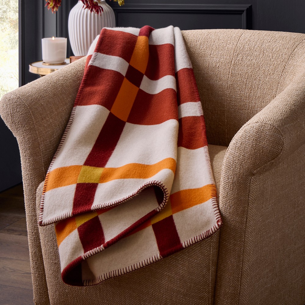 Keiran Wool Jacquard Throw, Orange by Williams Sonoma Home