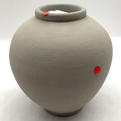 OPEN BOX:Jeff Leatham Round White Ceramic Vase, 12"