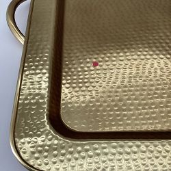 OPEN BOX:Hammered Rectangle Tray, Antique Brass