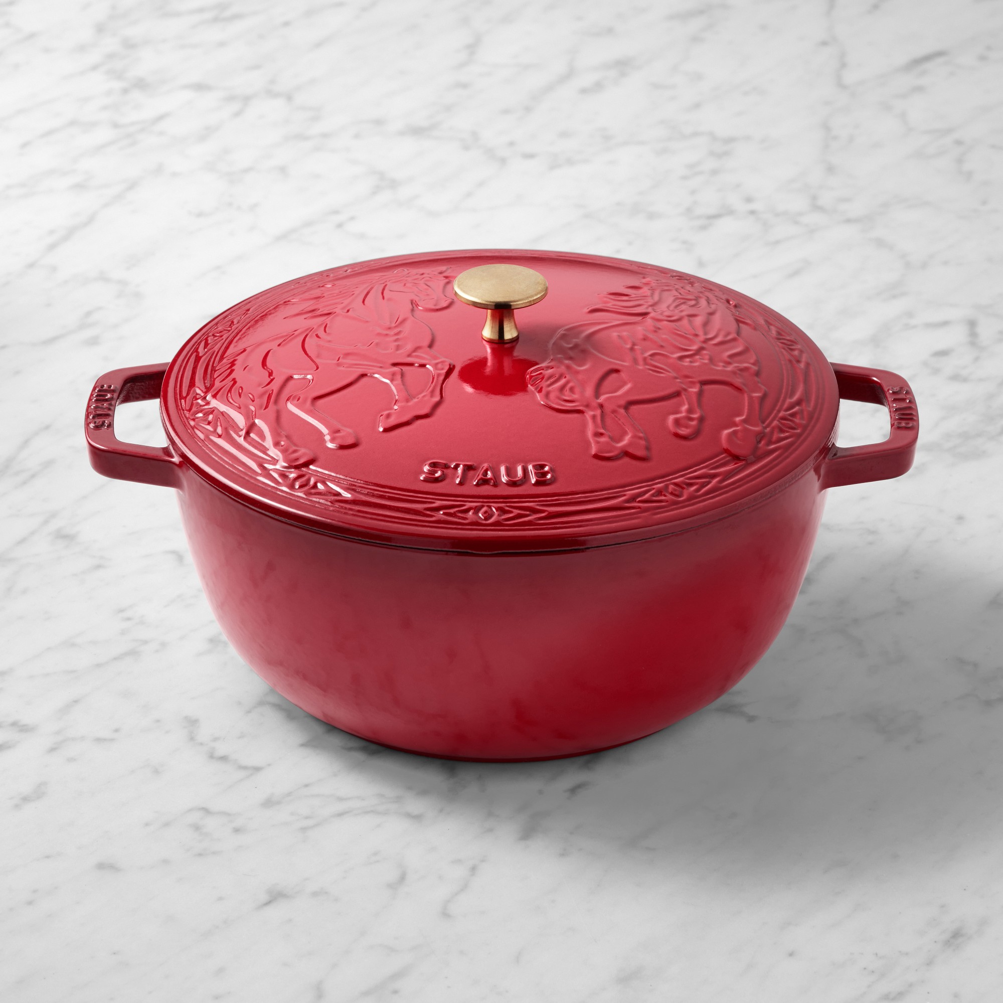 Staub Enameled Cast Iron Essential French Oven with Horse Lid, 5-Qt. Simolary simolary.com