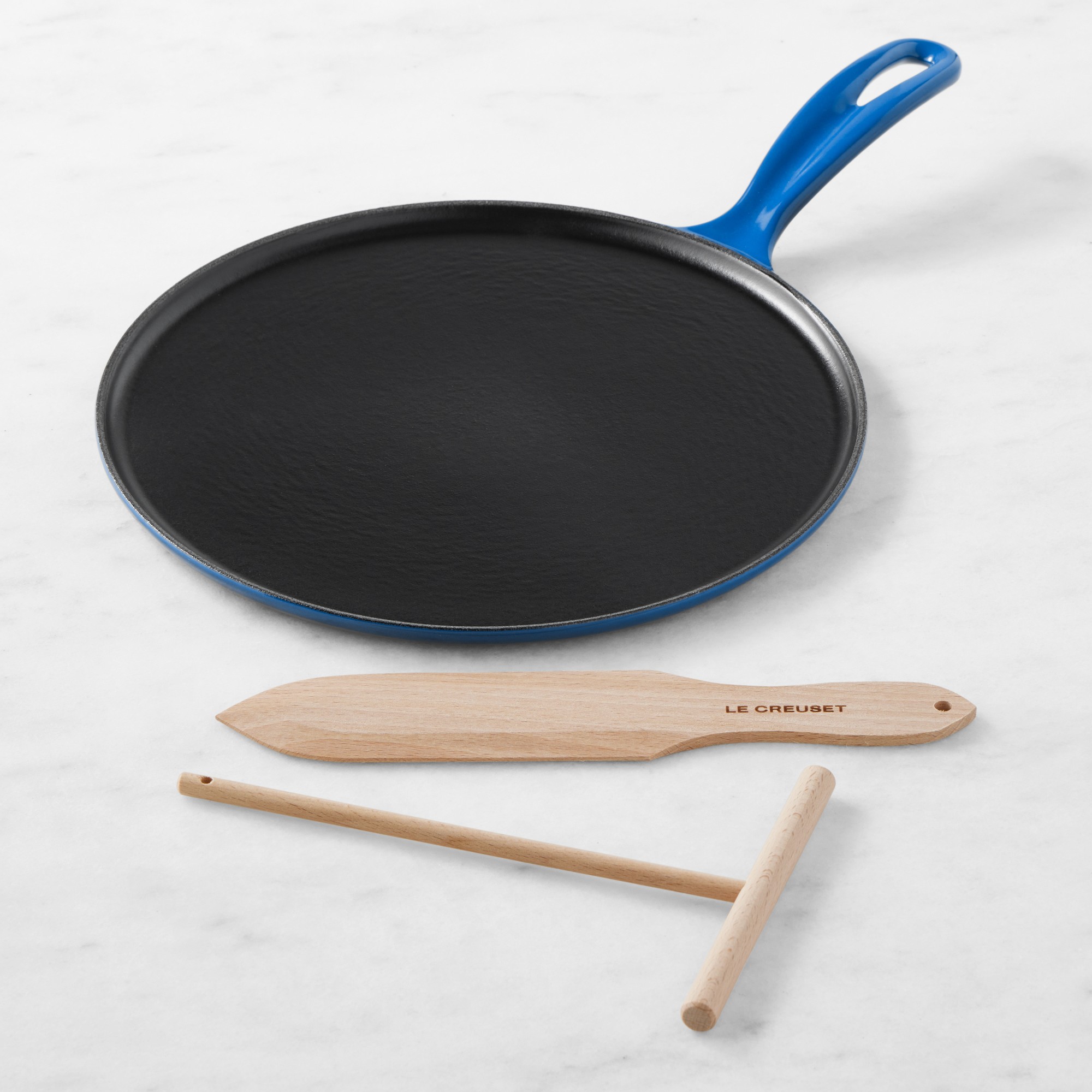 Le Creuset Enameled Cast Iron Crepe Pan with Spreader and Spatula Simolary simolary.com