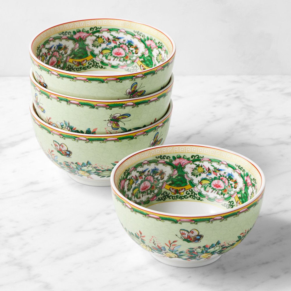 Famille Rose Cereal Bowls - Set of 4, Green
