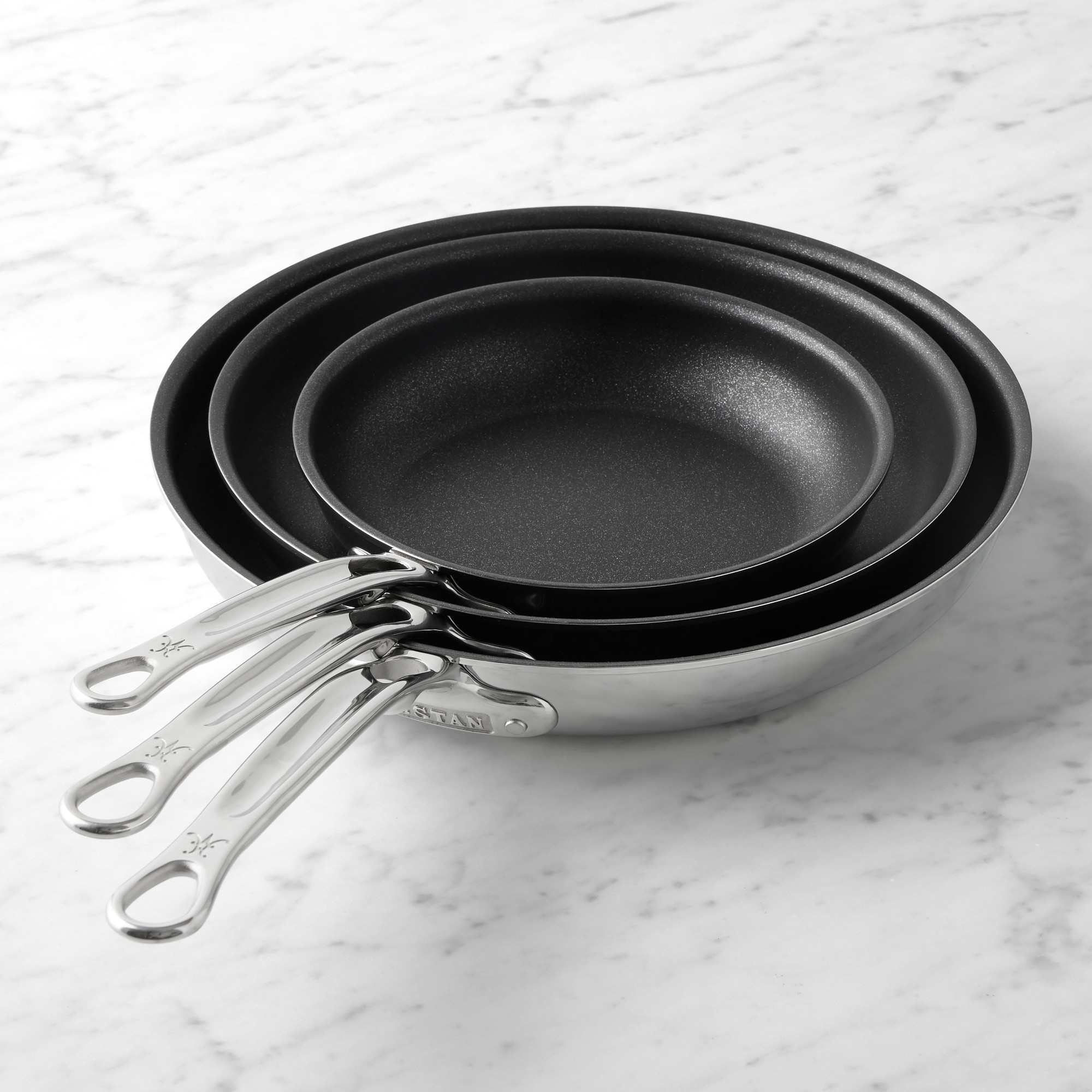Hestan ProBond Luxe Professional Clad Stainless-Steel TITUM Nonstick Fry Pan, Set of 3 Simolary simolary.com