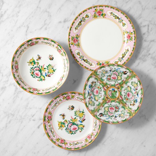 Famille Rose 12-Piece Dinnerware Pasta Set, Pink