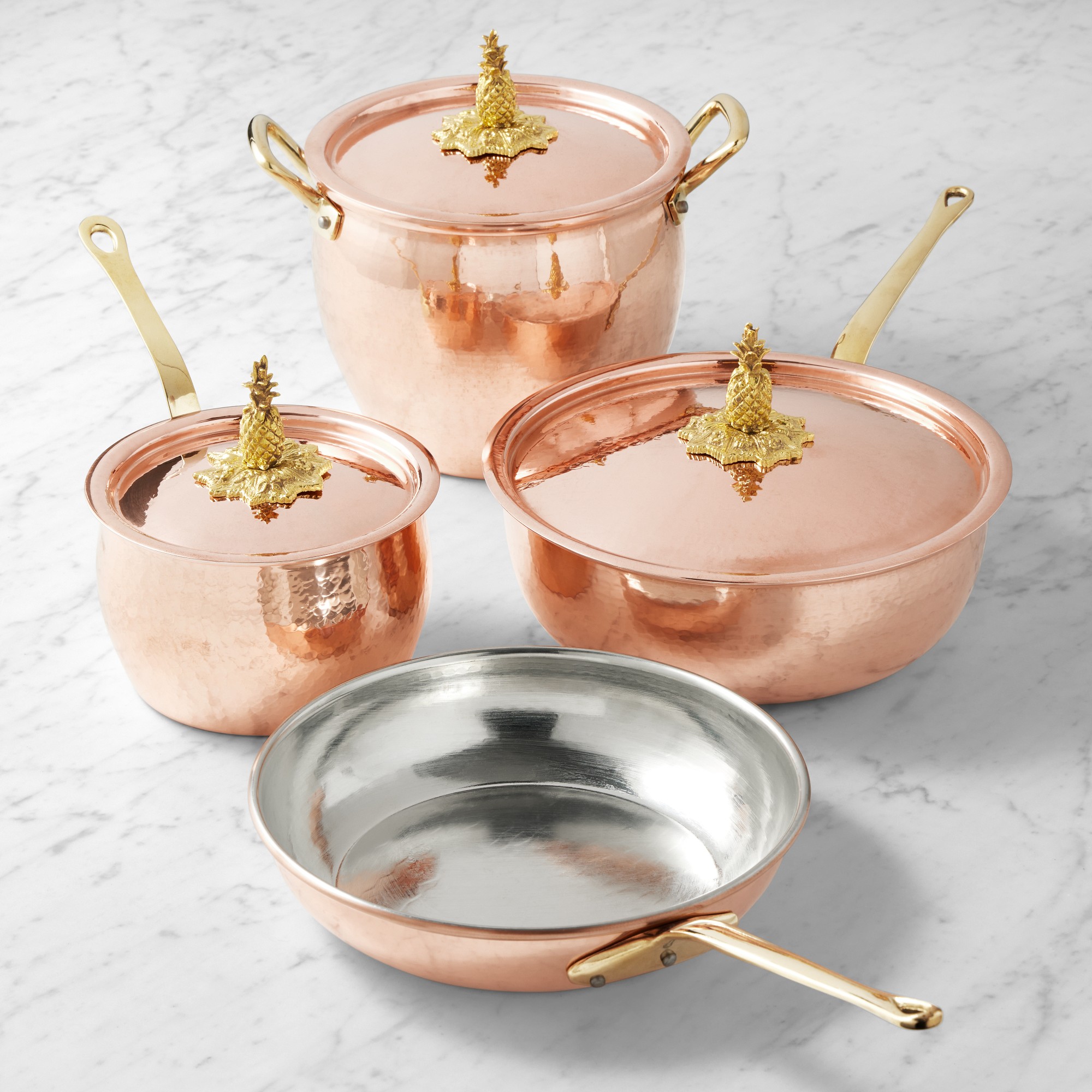 Ruffoni Historia Hammered Copper 7-Piece Cookware Set with Pineapple Knobs Sansujyuku sansujyuku.com